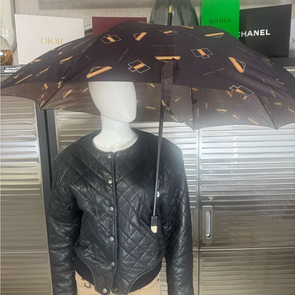 Fendi Perfume Brown and Gold Large Umbrella - Picture 1 of 11